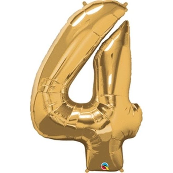 Anagram Anagram 87827 41 in. Number 4 Gold Shape Air Fill Foil Balloon 87827